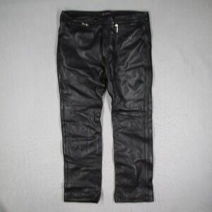Hilfiger Womens Black Genuine Leather Straight Leg Pants Size 8 Vintage Y2K